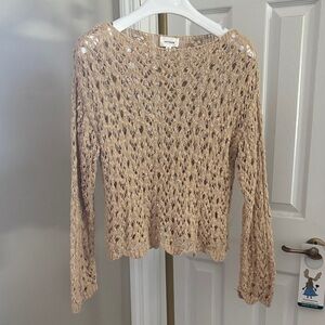 HEYSON Crochet Knit Beige Fitted Sweater Sz Small